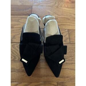 Cole Haan Ophelia Mule Black Suede Kitten Heel Stiletto Size 9B